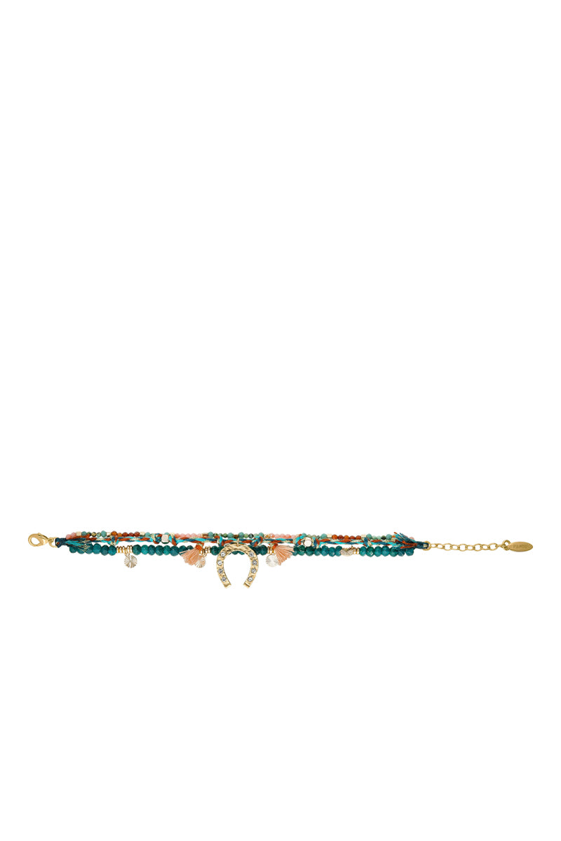 Fine Yellow Gold Gilded Bracelet - Turquoise and Hematite