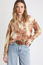 Berenice - Blouse - Beige and Bordeaux