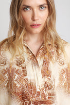 Berenice - Blouse - Beige and Bordeaux