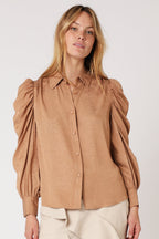 Berenice - Camisa Lisa Ml Fruncida - Camel