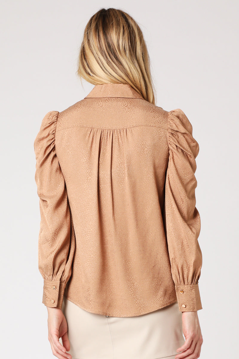 Berenice - Camisa Lisa Ml Fruncida - Camel