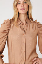 Berenice - Camisa Lisa Ml Fruncida - Camel