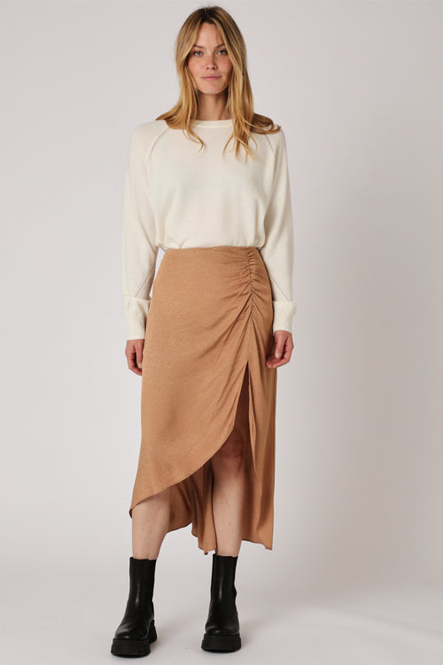 Jupe Longue Taille Haute Fente - Camel
