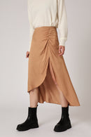 Jupe Longue Taille Haute Fente - Camel