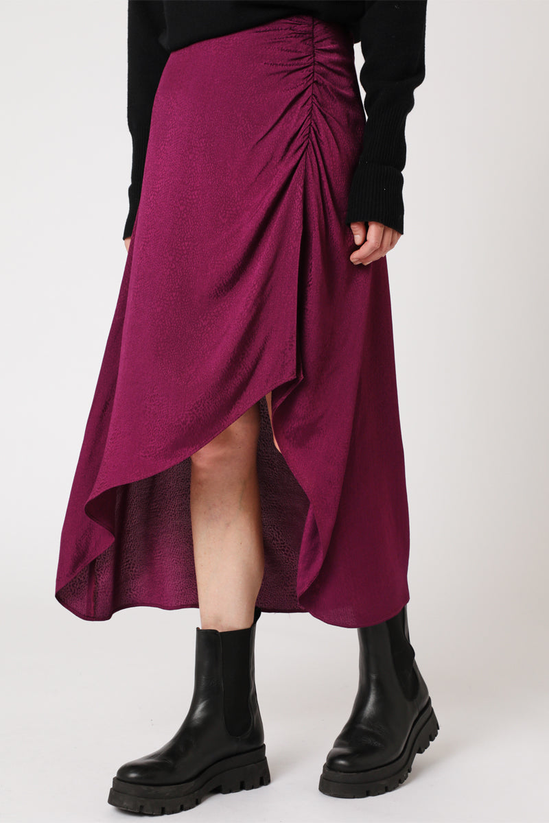 Berenice - High-Waisted Long Skirt with Slit - Dark Purple