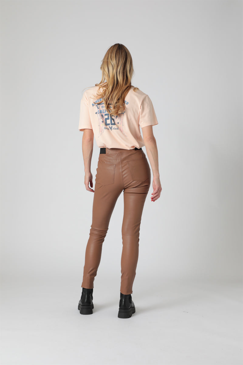 Pantalon En Cuir De Mouton - Camel