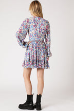 Berenice - Vestido Cruzado - Azul y Rosa