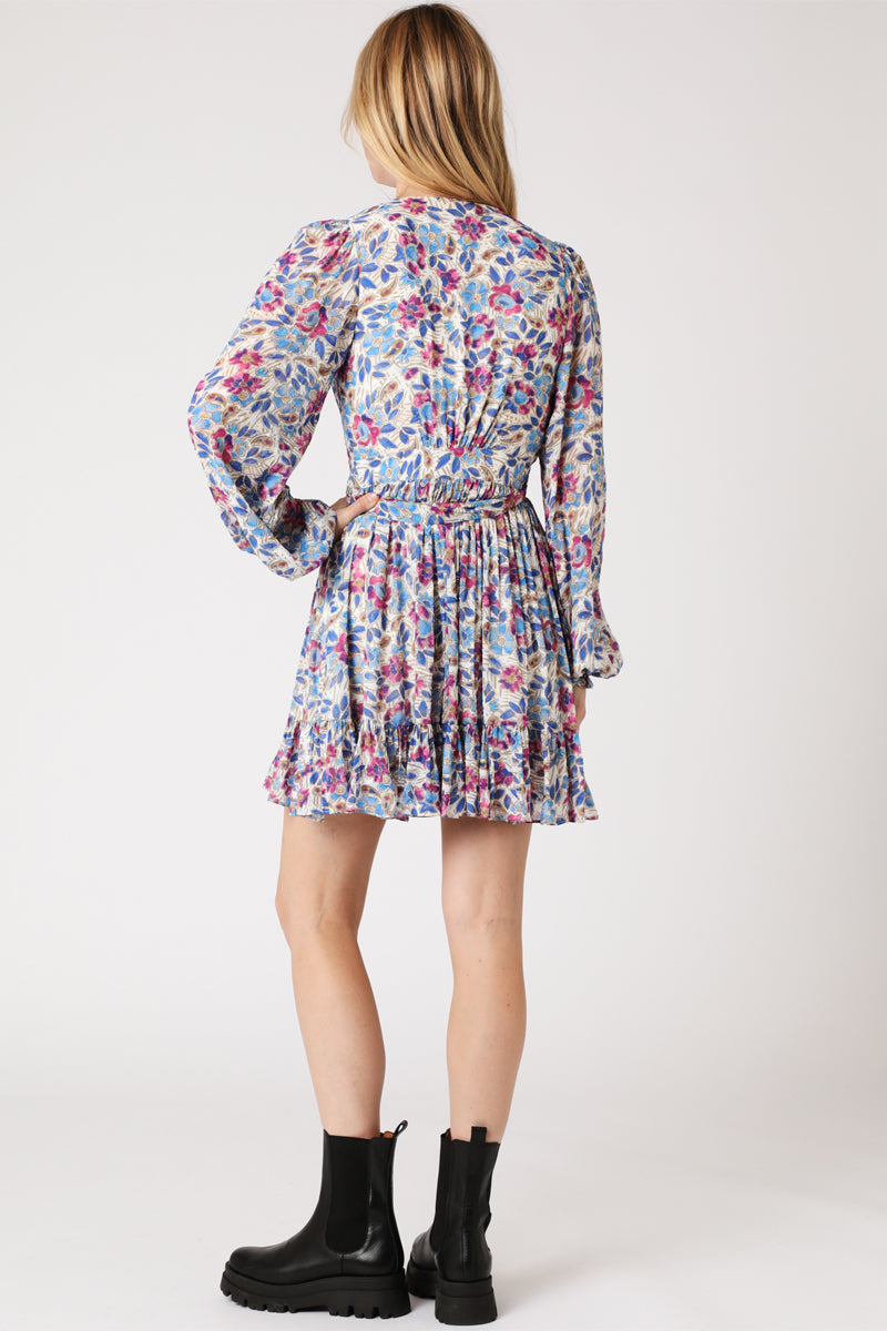 Berenice - Vestido Cruzado - Azul y Rosa