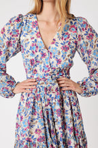 Berenice - Vestido Cruzado - Azul y Rosa