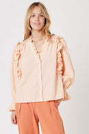 Plain Ruffled Blouse - Light Coral