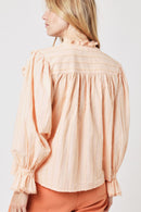 Plain Ruffled Blouse - Light Coral