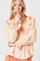 Plain Ruffled Blouse - Light Coral