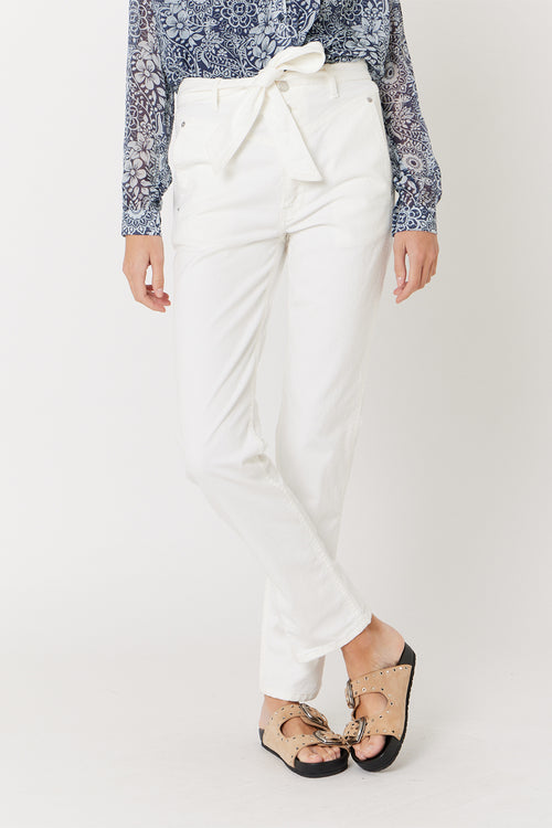 Jean Slim Taille Haute Ceinture - Off White