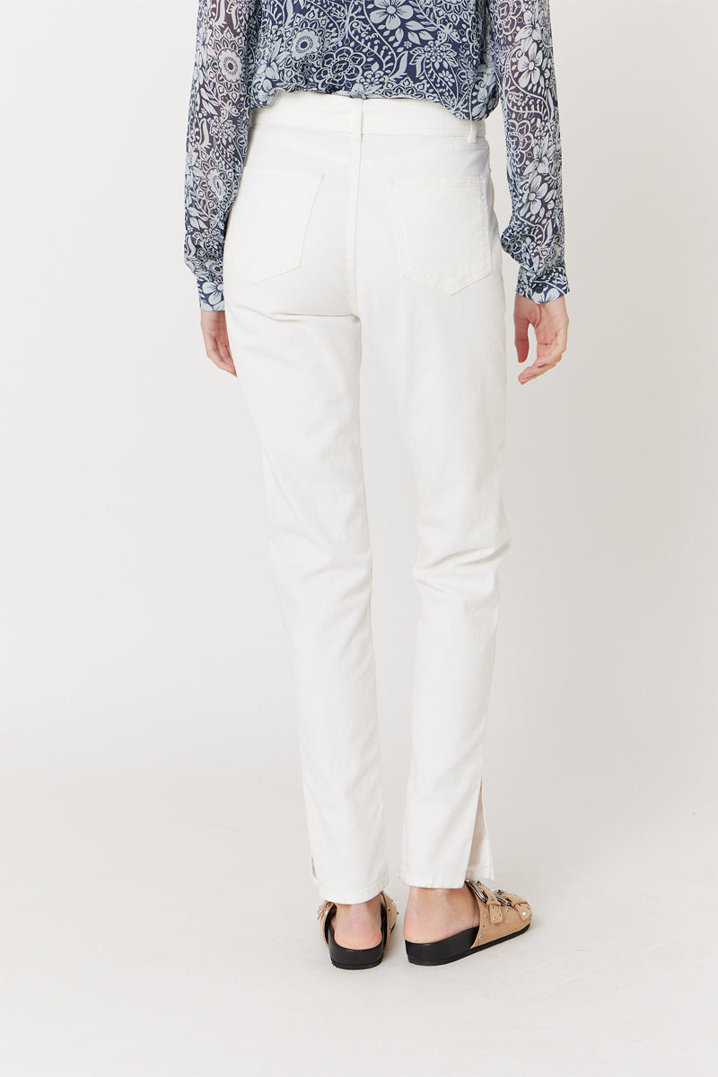 Berenice - Vaqueros Slim Talle Alto Con Cinturón - Off White