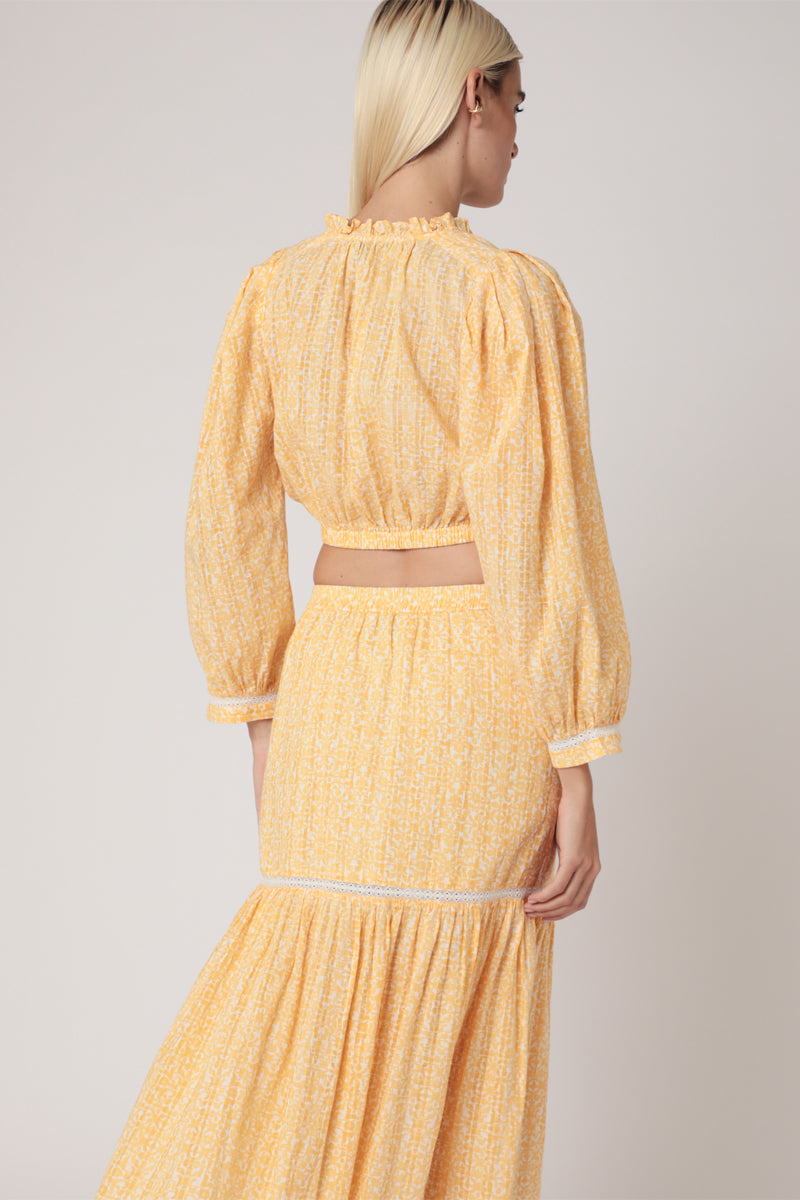 Berenice - Camisa Corta Estampada Manga Globo - Sunshine