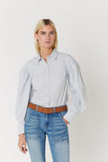 Berenice - Plain Shirt Decoupes Ml - Lightblue