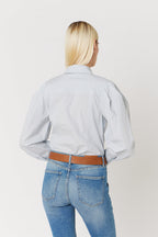 Berenice - Plain Shirt Decoupes Ml - Lightblue