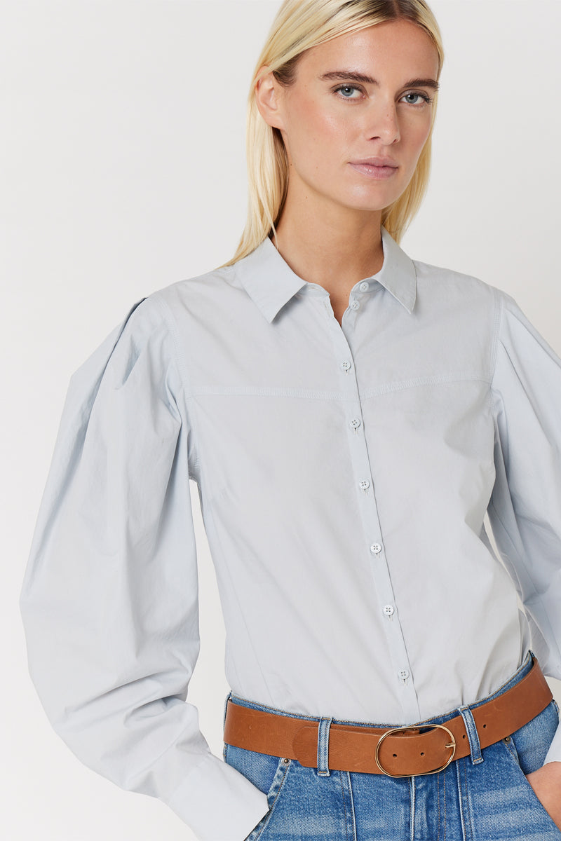 Berenice - Plain Shirt Decoupes Ml - Lightblue