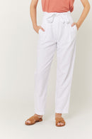 Pantalon Casual Uni Ceinture - Off White