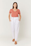 Pantalon Casual Uni Ceinture - Off White