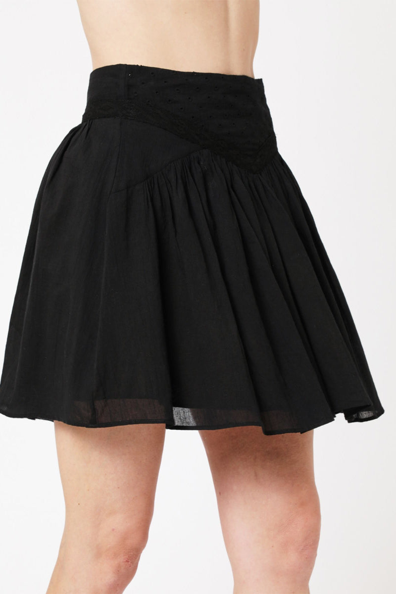 Berenice - Short Plain Skirt with Cutouts - Black