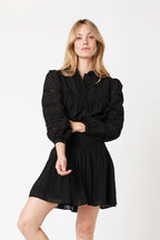 Berenice - Short Plain Skirt with Cutouts - Black