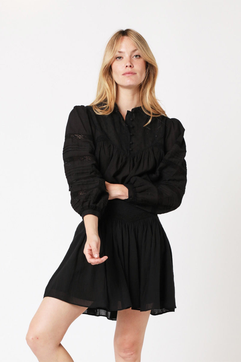 Berenice - Short Plain Skirt with Cutouts - Black