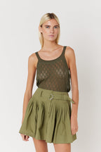Berenice - Plain Short Skirt - Khaki
