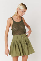 Berenice - Plain Short Skirt - Khaki
