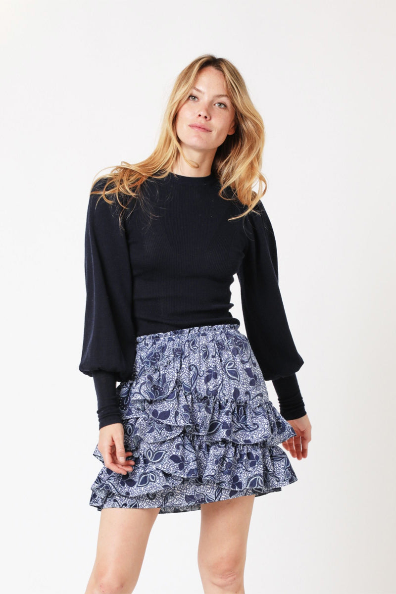 Jupe Courte Imprimé Volants - Santorini