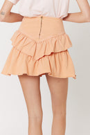 Jupe Denim Unie Volants - Caramel