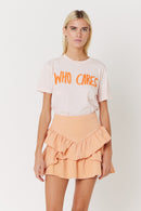 Jupe Denim Unie Volants - Caramel