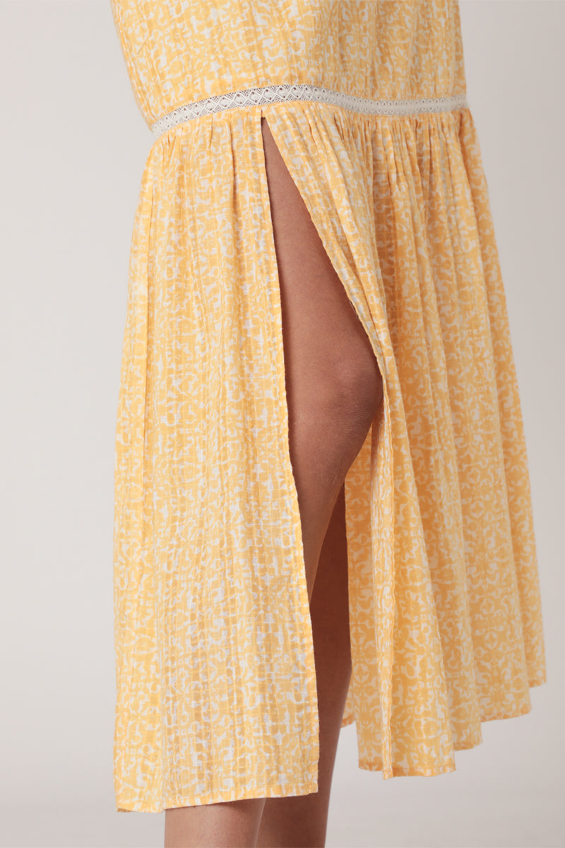 Berenice - Falda Larga Estampada con Abertura - Sunshine