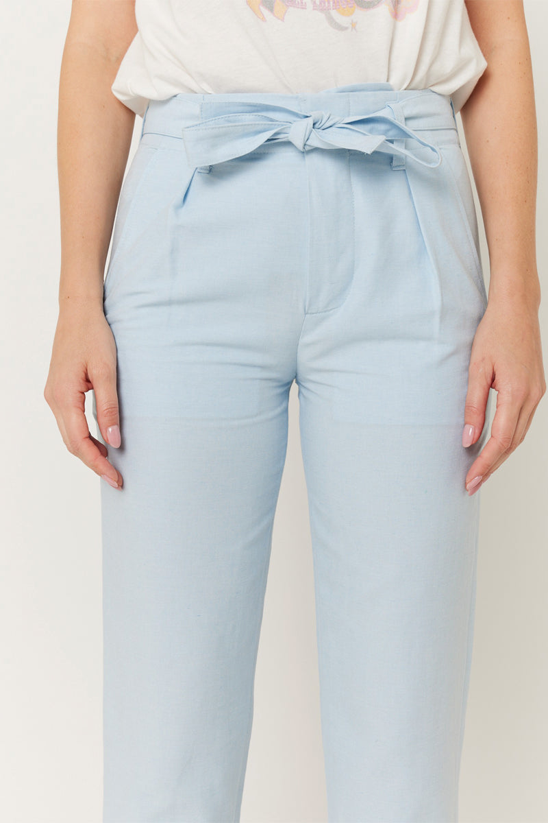 Pantalon Ville Uni Ceinture - Babyblue