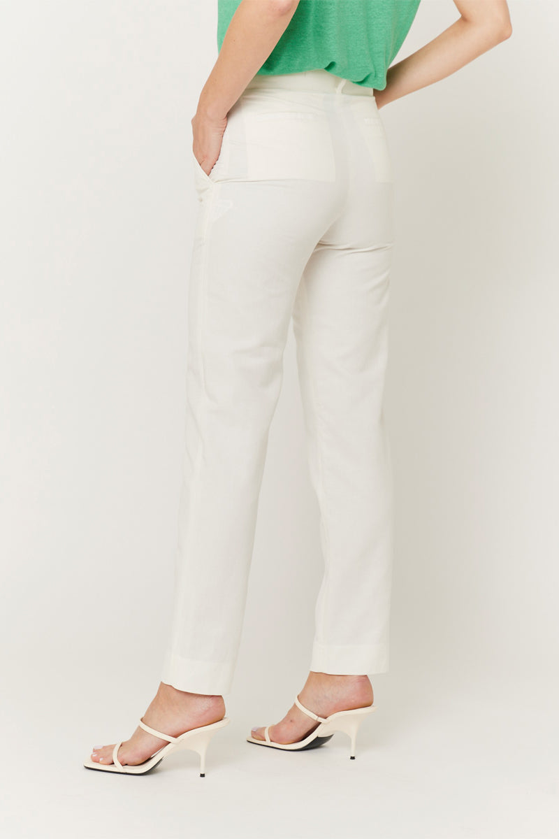 Berenice - Plain Belted City Trousers - Off White