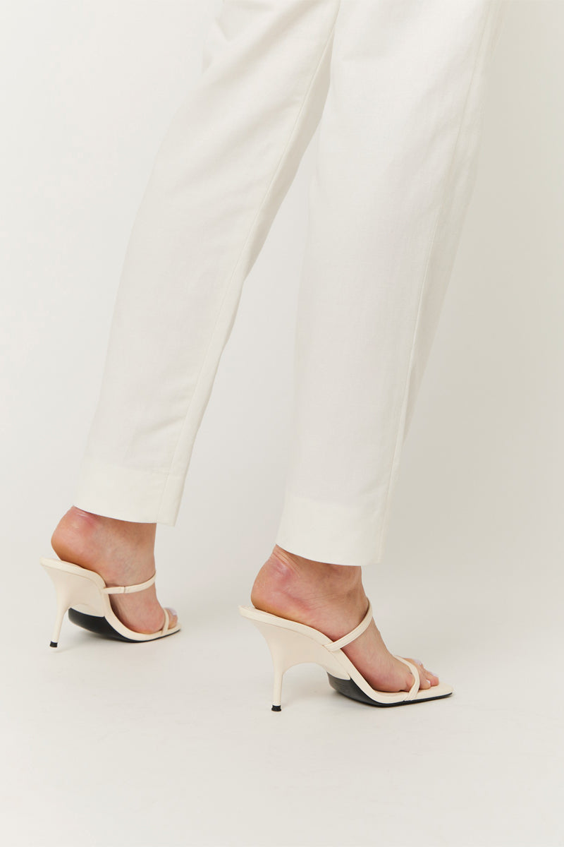 Pantalon Ville Uni Ceinture - Off White