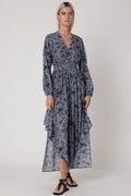 Berenice - Vestido Largo Estampado Smock Cintura - Santorini