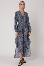 Berenice - Vestido Largo Estampado Smock Cintura - Santorini