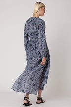Berenice - Vestido Largo Estampado Smock Cintura - Santorini