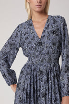 Berenice - Vestido Largo Estampado Smock Cintura - Santorini
