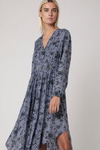 Berenice - Vestido Largo Estampado Smock Cintura - Santorini