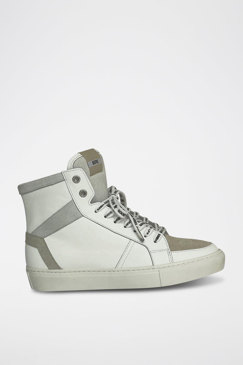 Berenice - Zapatillas Altas de Piel - Blanco