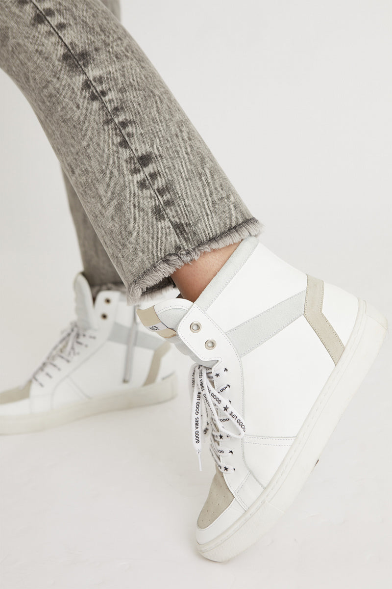 Berenice - Zapatillas Altas de Piel - Blanco