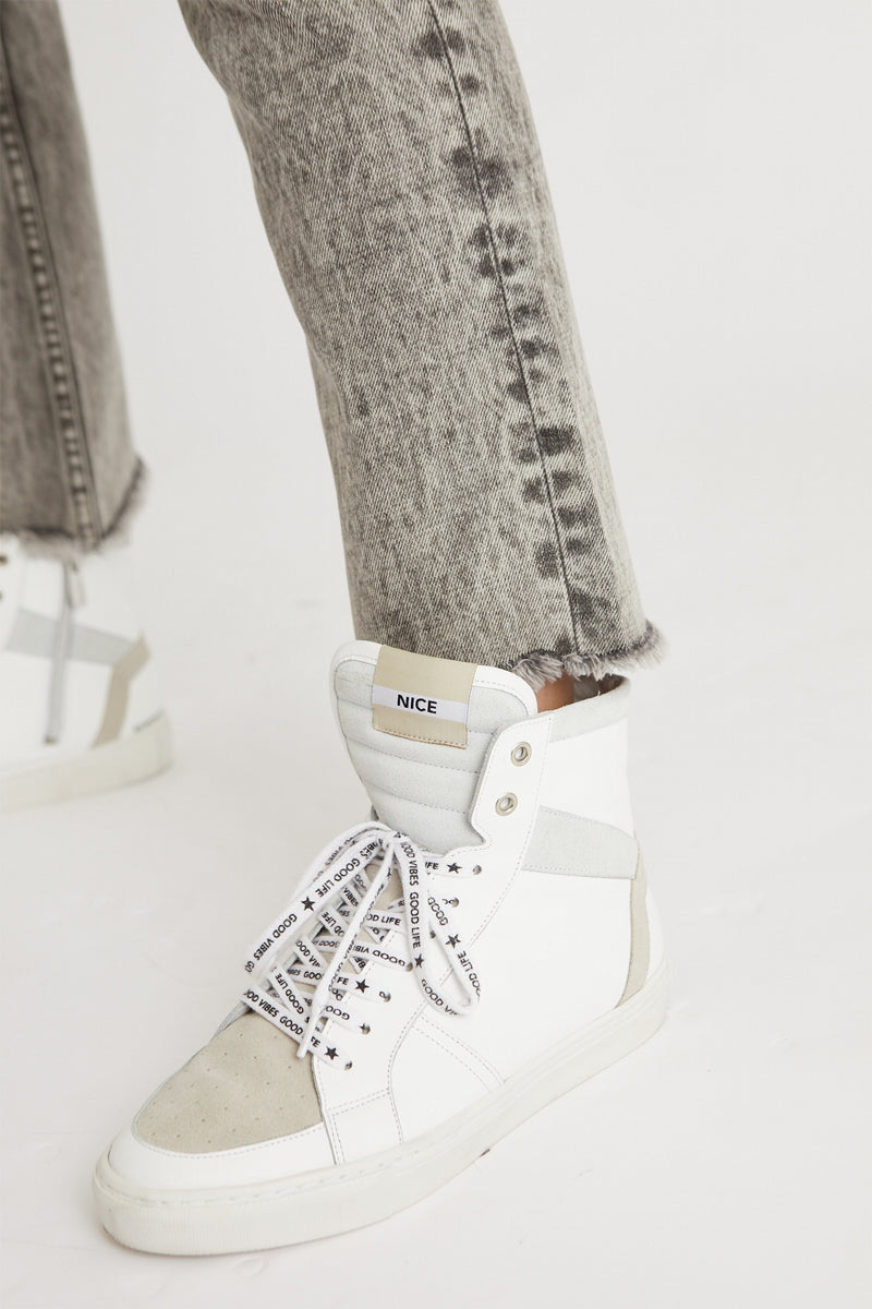Berenice - Zapatillas Altas de Piel - Blanco