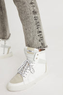 High Top Leather Sneakers - White