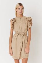 Berenice - Short Plain Dress - Beige