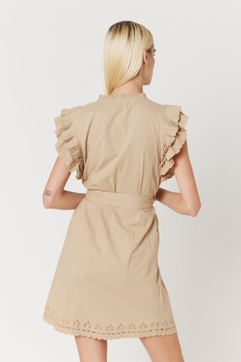 Berenice - Short Plain Dress - Beige