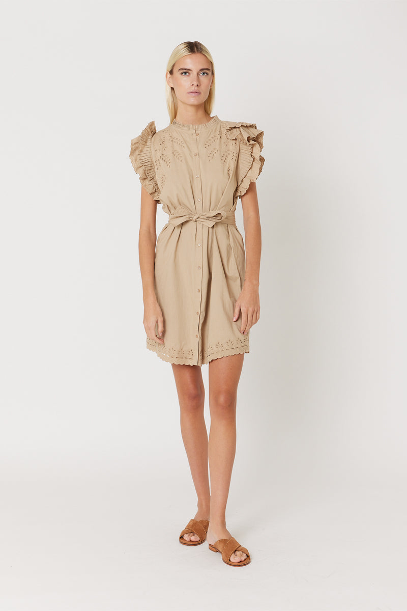 Berenice - Short Plain Dress - Beige