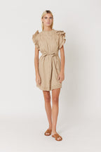 Berenice - Short Plain Dress - Beige