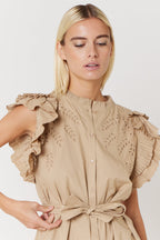 Berenice - Short Plain Dress - Beige